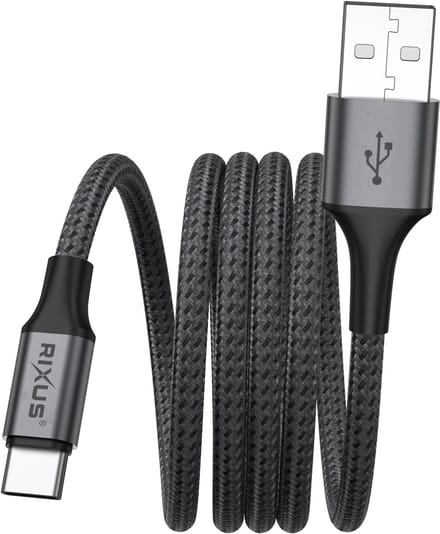 Rixus RXUC66AC Magnetic Charging Cord USB-A To USB-C 100cm 15W Black