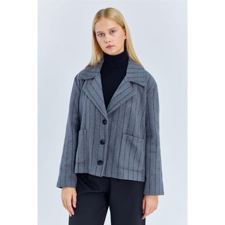 Oversized Gestreepte Geknoopte Jas