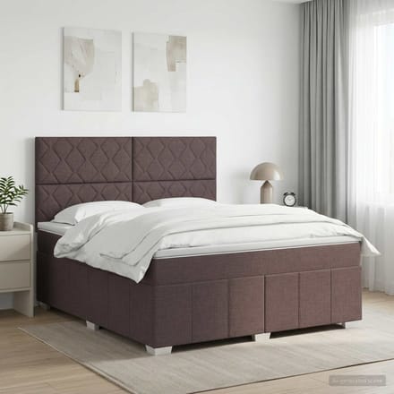 vidaXL - Boxspringbed - met - matras - Donkerbruin - 160 - x - 200 - cm - Stof