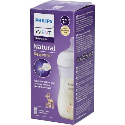 Philips Avent Natural Response babyfles – 260 ml – flow 3 – Giraffe - SCY903/66