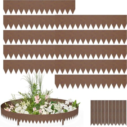 Gazonrand Staal - Bloembedomranding Palissade - Tuin Afscheiden - Flexibel Buigbaar - 20cm Hoog 100cm Lang - Bruin