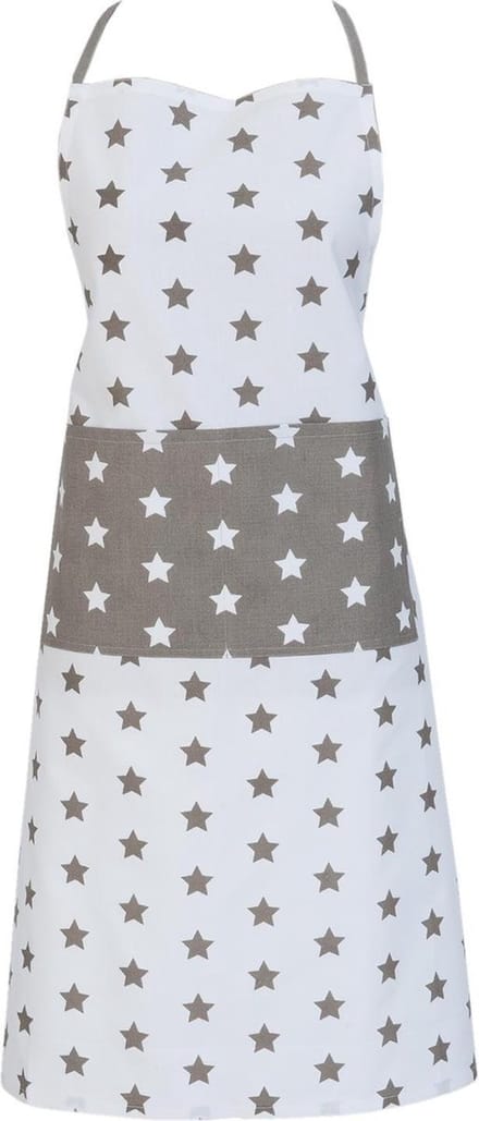 Clayre & Eef - 100% Katoenen - Schort - Stars - taupe / wit- 70 x 85 cm