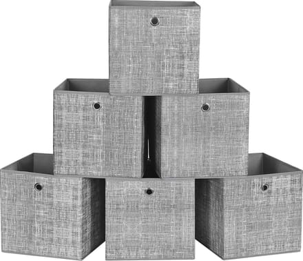 Opvouwbare opbergdozen voor speelgoed en kleding - 6 stuks, 30x30 cm, grijs gemêleerd