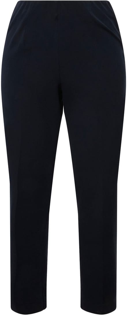 Ulla Popken - Dames - 7/8-broek biezen smalle broekspijpen elastische tailleband - Marine - Maat 52
