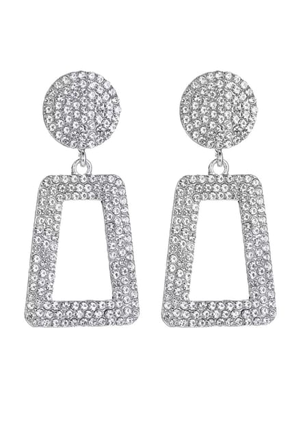 Margot Bardot Triangle Cadre Drop Oorbellen Silver