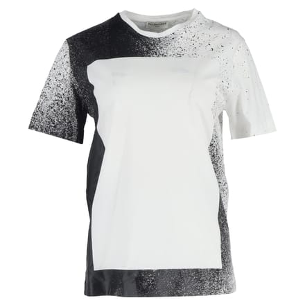 Balenciaga Splash-Effect Crewneck T-Shirt in Zwart en Wit Katoen