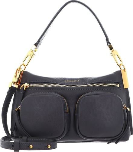 COCCINELLE Leren Handtas Schoudertas Hyle Handbag Grained Leather Ardesia Grijs