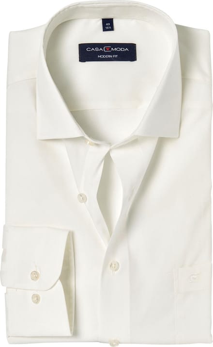 Casa Moda Modern Fit overhemd - mouwlengte 7 - beige / off white - boordmaat 45