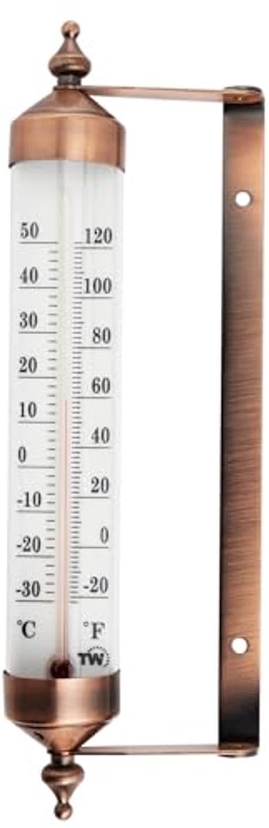 Stijlvolle Buiten Thermometer met Bronzen Effect - Geschikt voor Muur, Kas en Garage