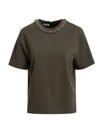 Essentiel Antwerp T-shirt With Chain T-shirts Groen Klaim
