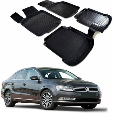 SCOUTT Tapis de sol 3D Volkswagen PASSAT B7 - Caoutchouc Premium - Noir - Sur mesure noir