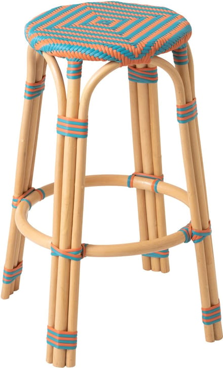 J-Line kruk Geo - polyresin/rotan - oranje/turquoise - 2 stuks