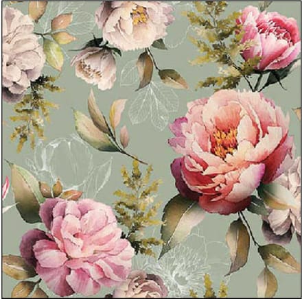 Ambiente Servet 25x25cm Peonies