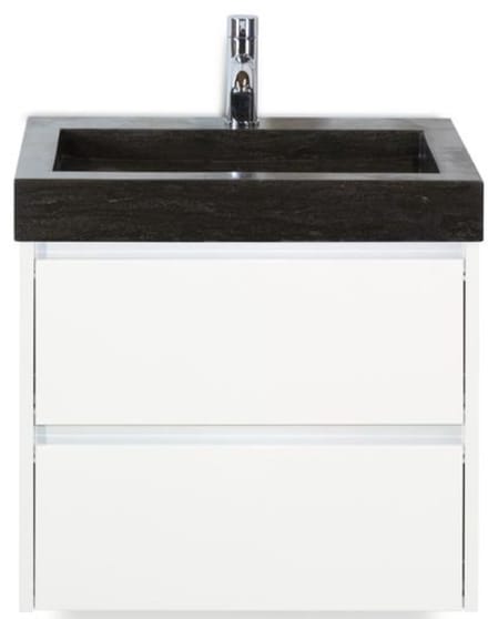 Dante Badmeubelset 60 cm - Wit Hoogglans - Wastafel Hardsteen Wit Lucca