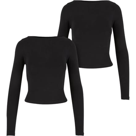 Urban Classics - Ruffled Super Slim 2-pack Longsleeve top - 5XL - Zwart/Zwart