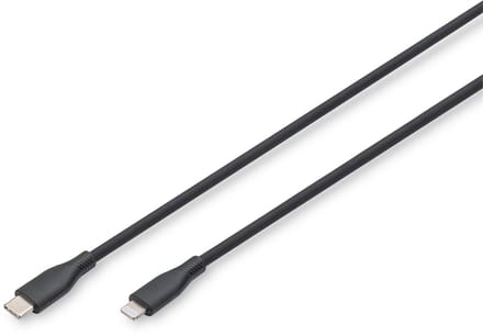 Digitus AK-600110-010-S USB-kabel USB 2.0 Apple Lightning stekker, USB-C stekker 1.00 m Zwart Flexibel, Zeer flexibel, Met USB, Silicone, Uitstekende