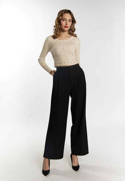 Faina trui met strassteentjes Dames lichtbeige