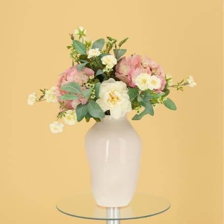 Handgebonden Kunstboeket Rose York - Roze 65cm