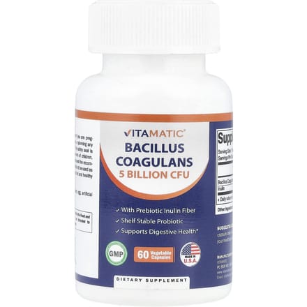 Vitamatic, Bacillus Coagulance, 5 miljard KVE, 60 vegetarische capsules