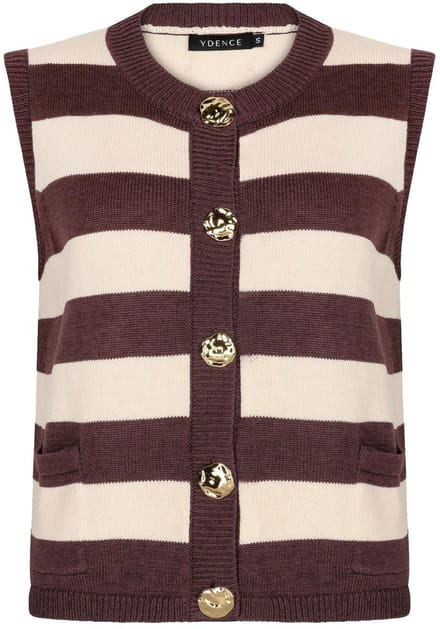 Ydence Gilet Knitted Top Judith Hsk2603 Brown/ecru Dames Maat - S