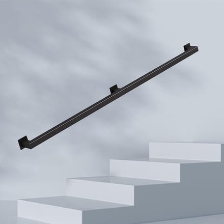 Trapleuning metaal - Steunrail buiten - Veilig traplopen - Roestwerende coating - 200cm lengte - Zwart