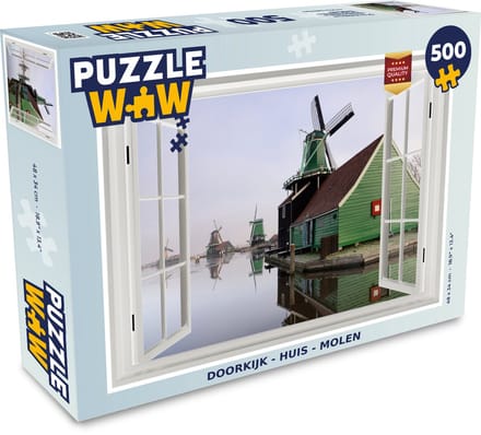 Puzzel Doorkijk - Huis - Molen - Legpuzzel - Puzzel 500 stukjes