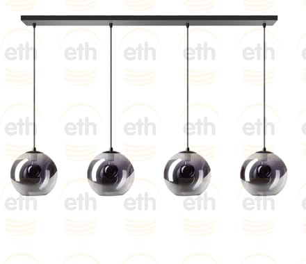 ETH Hanglamp Orb balk 4x 25 cm Smoke Glass / Zwart