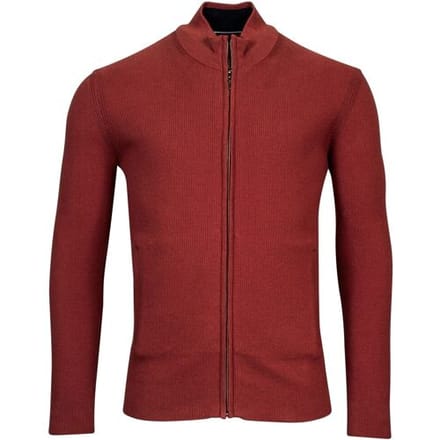 Baileys Vest Cardigan Zip Allover Structure Knit Stone Red / male