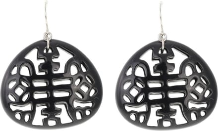 Behave Oorbellen hangers zwart open gewerkt design 5 cm