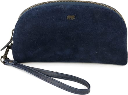 Bear Design Suède Make Up Tasje / Etui Round Navy