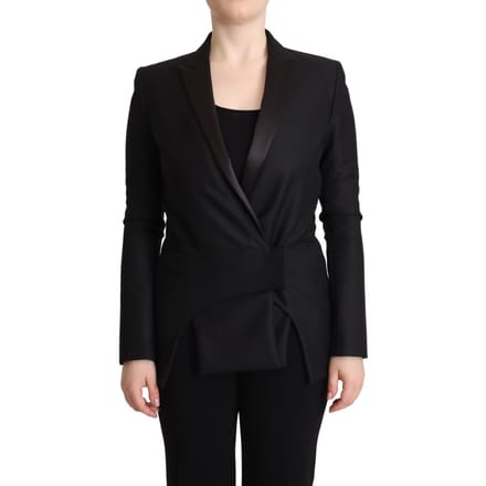 Costume National Zwart Lange Mouwen Dubbelknoop Damesjas