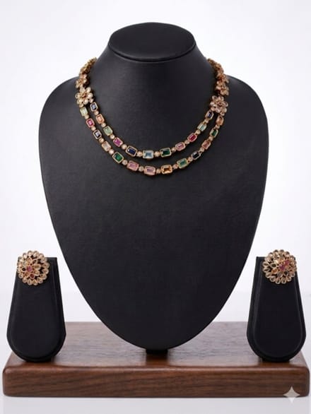 N3 Collecties Matte Afwerking Vergulde Ketting Met Oorbellen