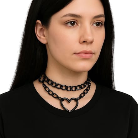 BDSM Halsband Black - Choker - Verstelbaar - One size - Hartje - Ketting