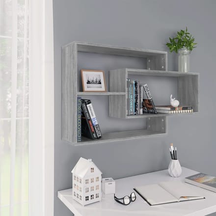 vidaXL - Wandschap - 104x20x58,5 - cm - bewerkt - hout - grijs - sonoma - eikenkleurig