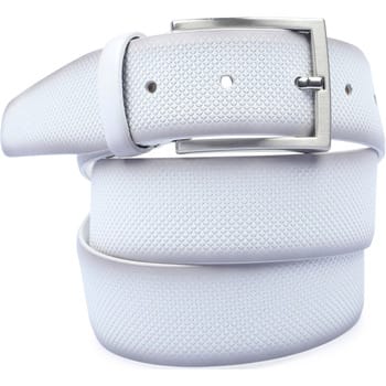 Suitable Riem Structuur Leer Wit - Maat 95 - Heren leren broekriem / broeksriem - Ceintuur - Riem formeel
