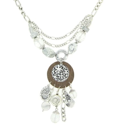 Behave - Figaro ketting met houten hanger - Mode ketting 65 cm + verlengketting