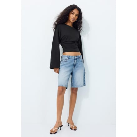 Stradivarius B11 T-shirt met lange mouw en getailleerde taille  Zwart S