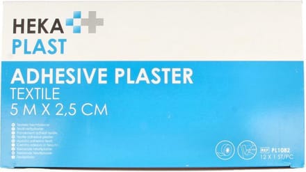 HEKA plast hechtpleister textiel ring 5 m x 2,5 cm - 12 rollen