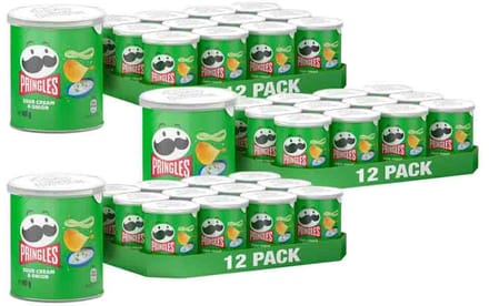 Pringles - Chips Sour Cream & Onion - 3 x 12 x 40 gr - Voordeelverpakking