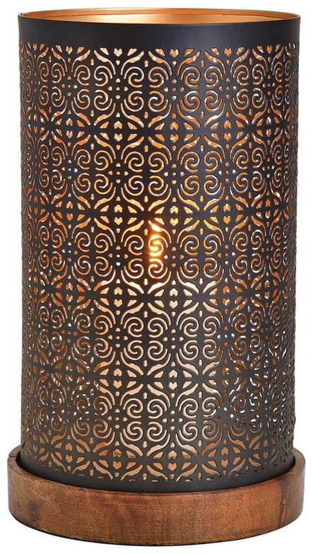windlicht / lantaarn / theelichthouder / design mangohout staal goud zwart