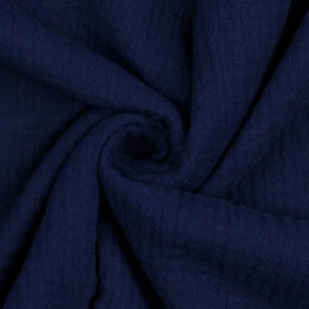 Double Gauze stof - 135cm breed - Marineblauw - 10 meter