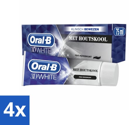 Oral-B Tandpasta 3D White Houtskool 75 ml - Voordeelverpakking - 4 stuks