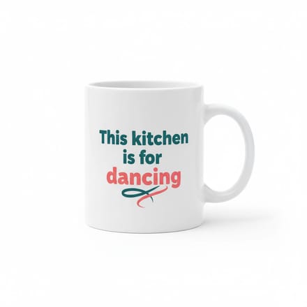 This Kitchen Is for Dancing Mok – Grappige Keuken Tekst Koffiemok – 330 ml Keramische Mok