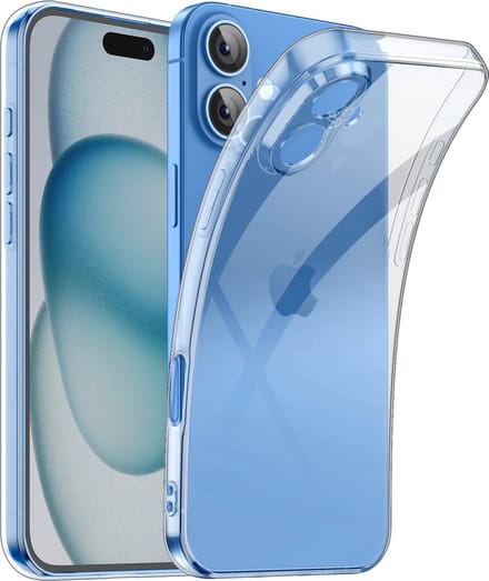 Full Coverage Silicone Hoesje Geschikt voor: iPhone 16 Plus - Soft Silicone - Transparant Achterkant & Camera lens Bescherming