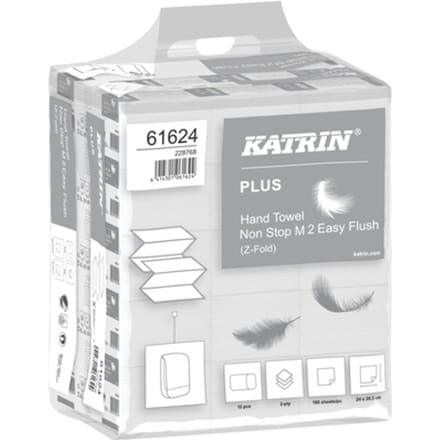 Handdoek Katrin 61624 Z-vouw Plus sneloplossend 2laags 20,3x24cm 15x160st