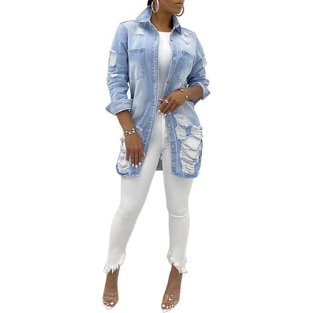 Europese en Amerikaanse Sexy Mode Dames Denim Jas S gray