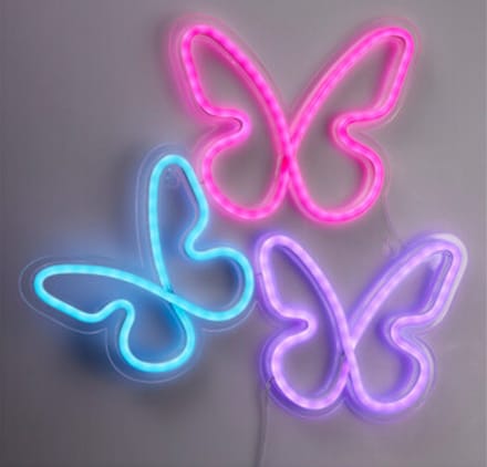Home & Styling Wandlamp Neon Vlinders - 33x32cm - Multi