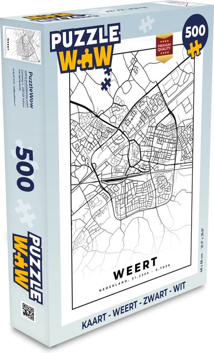 Puzzel Kaart - Weert - Zwart - Wit - Legpuzzel - Puzzel 500 stukjes