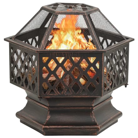 vidaXL - Vuurplaats - met - pook - rustiek - XXL - 62x54x56 - cm - staal