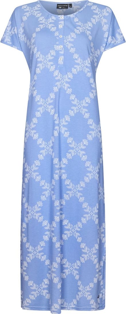 Duurzaam geruit nachthemd blauw - Blauw - Maat - 36